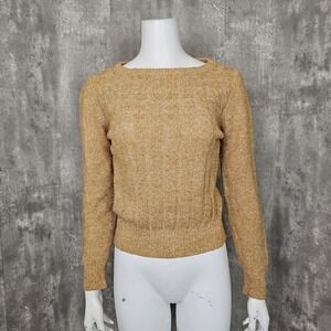 Vintage J. Ashford Womens S‎ Orange Tight Cable Knit Pullover Sweater Jumper